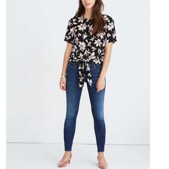 NWT Madewell Silk Button-Back Tie Tee in Winter Orchid Size XS - Picture 4 of 13